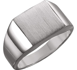 Men's Brushed Signet Ring, Sterling Silver (12mm)