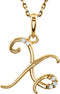 5-Stone Diamond Letter 'X' Initial 14k Yellow Gold Pendant Necklace, 18" (.03 Cttw, GH, I1)