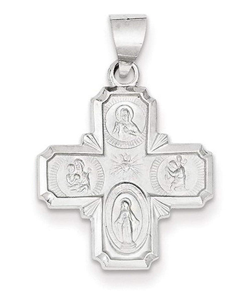 Ave 369 14k White Gold Four Way Medal Pendant(22X18MM)