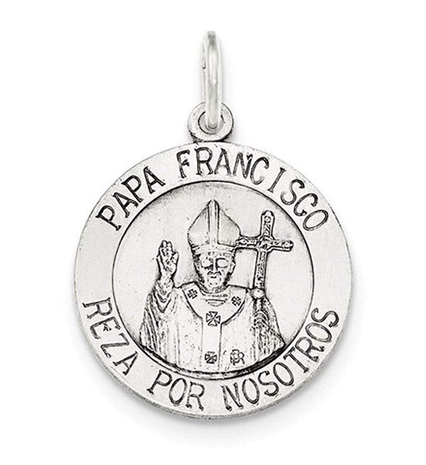 Sterling Silver Antiqued and Brushed Papa Francisco Medal