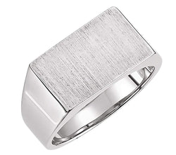 Women's 10k X1 White Gold Brushed Signet Ring (9x15mm)