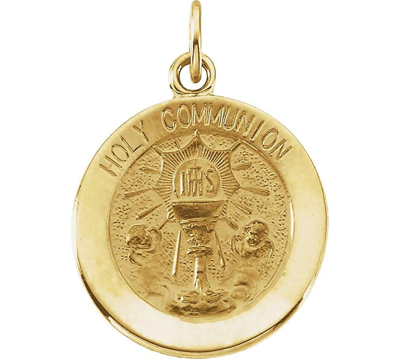 14k Yellow Gold Round Holy Communion Medal (18.25 MM)