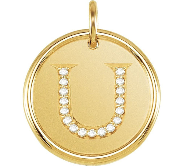 Diamond Initial "U" Pendant, 14k Yellow Gold (.08 Ctw, Color G-H, Clarity I1)
