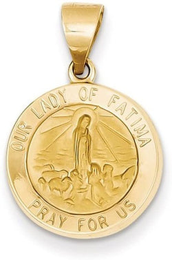 14k Yellow Gold Our Lady Fatima Medal Pendant (17X15MM)