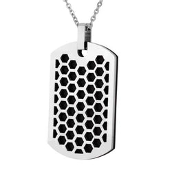 Men's Two-Tone Honeycomb Dog Tag Pendant Necklace, Stainless Steel, 24"