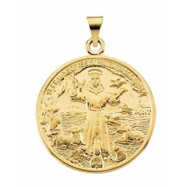 14k Yellow Gold St. Francis of Assisi Medal (26MM)