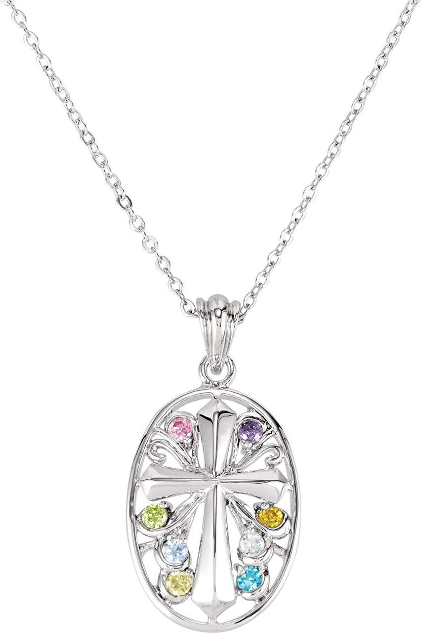 Passion Cross 'Celebrate Recovery' Pendant Necklace, Rhodium Plate Sterling Silver, 18"