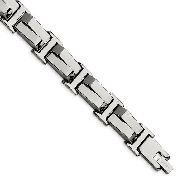 Men's Polished Stainless Steel 15mm Panther Link ID Bracelet, 8.5"