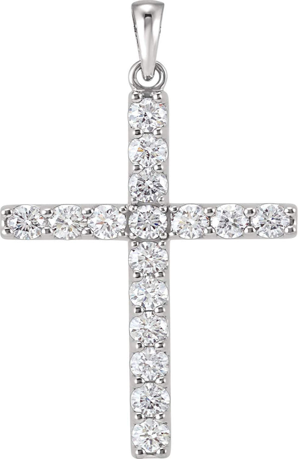 Platinum Diamond Cross Pendant, (1.5 Ctw, Color GH, Clarity I1)