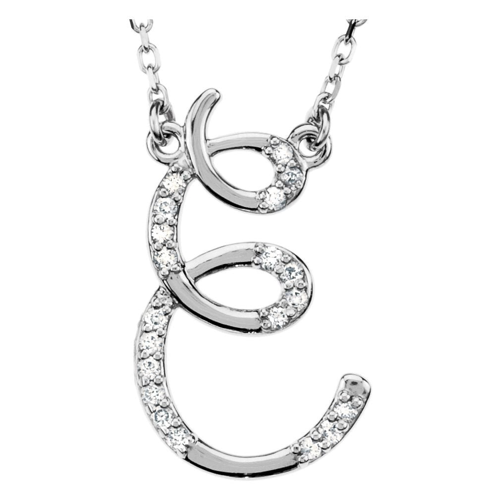 Diamond Initial 'E' Sterling Silver Pendant Necklace, 16.00" (.10 Cttw, GH Color, I1 Clarity)