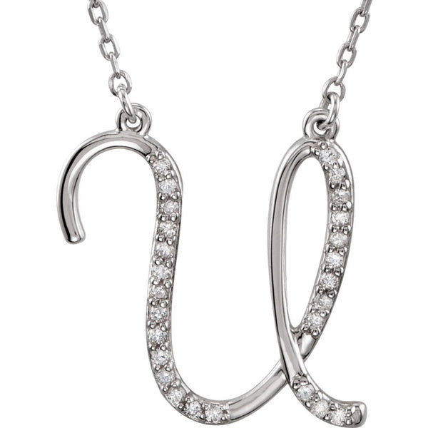Diamond Initial 'U' Sterling Silver Pendant Necklace, 16.00" (.125 Cttw, GH Color, I1 Clarity)