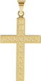 Square Christian Cross with Engraved Florian Pattern 14k Yellow Gold Pendant