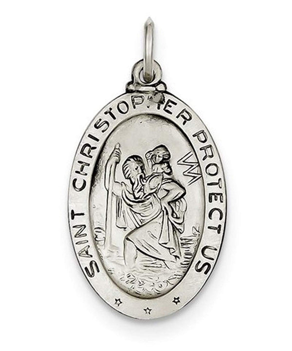 Sterling Silver St. Christopher Football Medal (30X15MM)