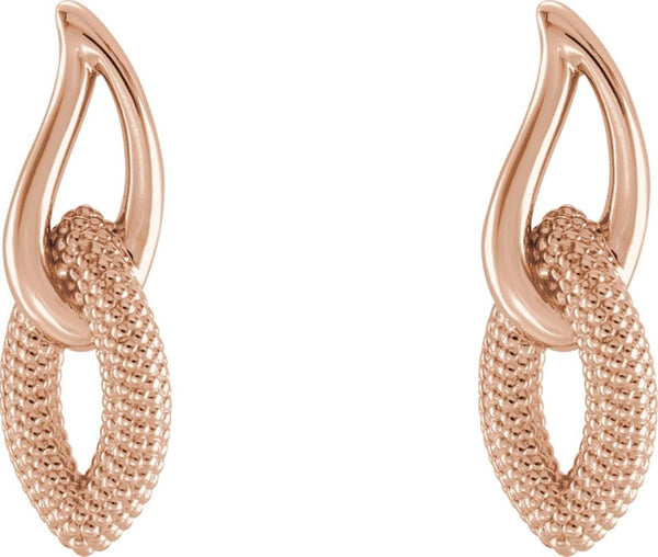 Beaded Drop Earrings, 14k Rose Gold
