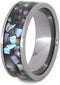 Abalone Inlay 8mm Comfort-Fit Titanium Wedding Band, Size 12.5