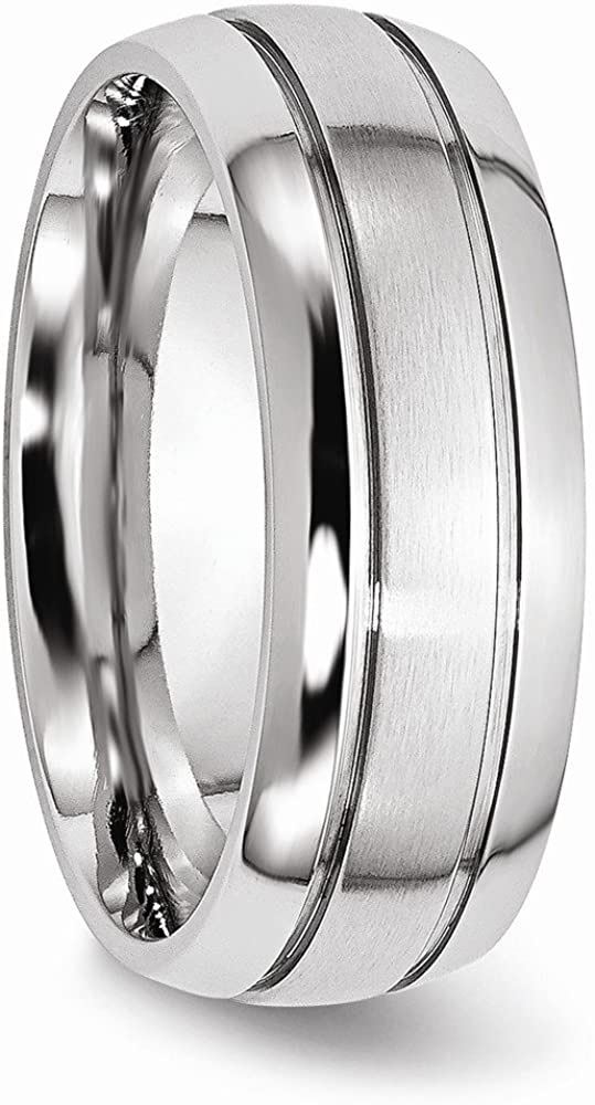 Men's Brushed Cobalt Chrome 8mm Grooved Comfort-Fit Wedding Band Size 9.5
