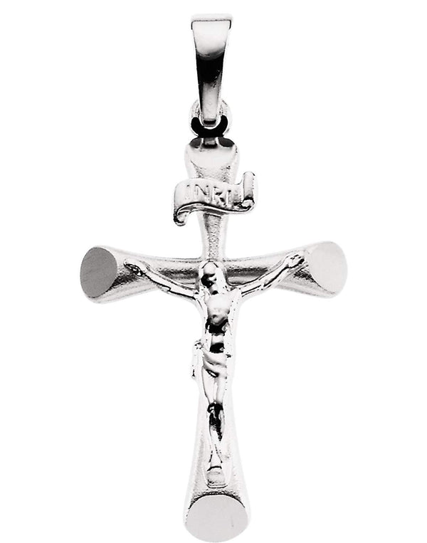 INRI Beveled Crucifix 14k White Gold Pendant (24x16MM)