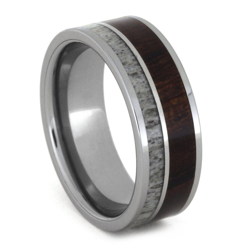 Deer Antler, Ironwood, Titanium 8mm Comfort-Fit Tungsten Band