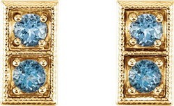 Aquamarine Two-Stone Earrings, 14k Yellow Gold