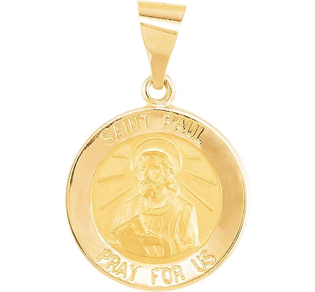 14k Yellow Gold Round Hollow St. Paul Medal (14.75MM)