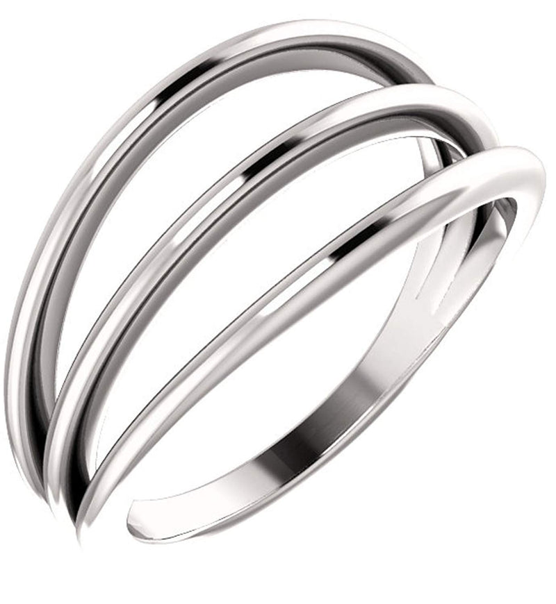 3 Row Negative Space Ring, Sterling Silver, Size 6.5