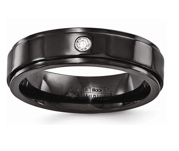 Diamond Collection in Black Titanium 6MM Flat Band (.03 Ct, G-I, I1)