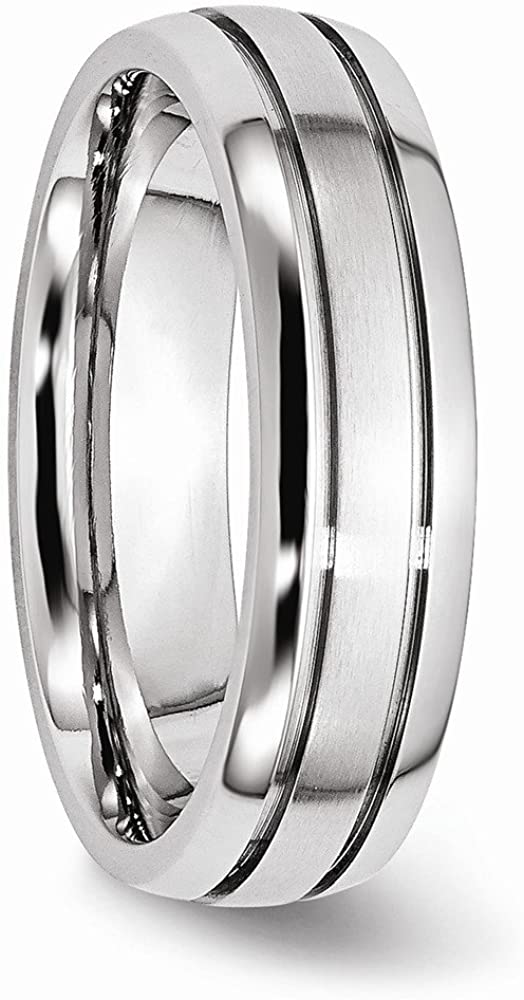 Men's Brushed Cobalt Chrome 6mm Grooved Comfort-Fit Wedding Band Size 12.5