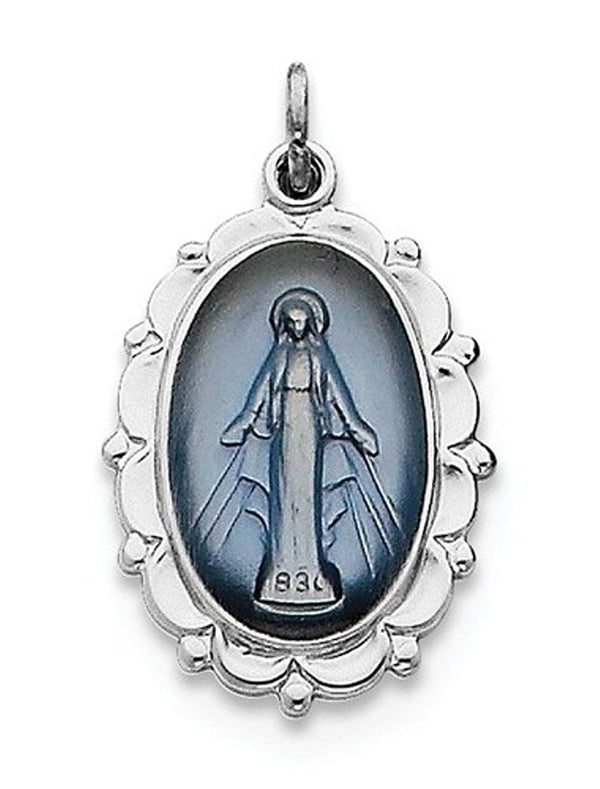 Rhodium-Plated Sterling Silver Miraculous Medal (26X14 MM)