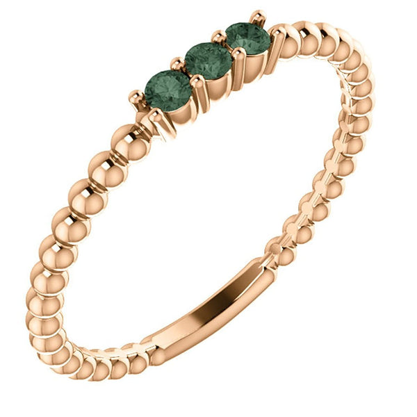 Chatham Created Alexandrite Beaded Ring, 14k Rose Gold, Size 7.75