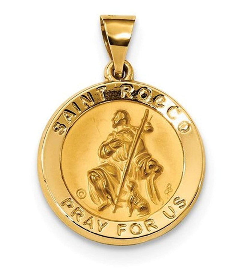 14k Yellow Gold St. Rocco Hollow Medal Pendant (21.3X18.7MM)