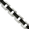 Men's Polished Stainless Steel Black Rubber Bracelet, 8.5 "