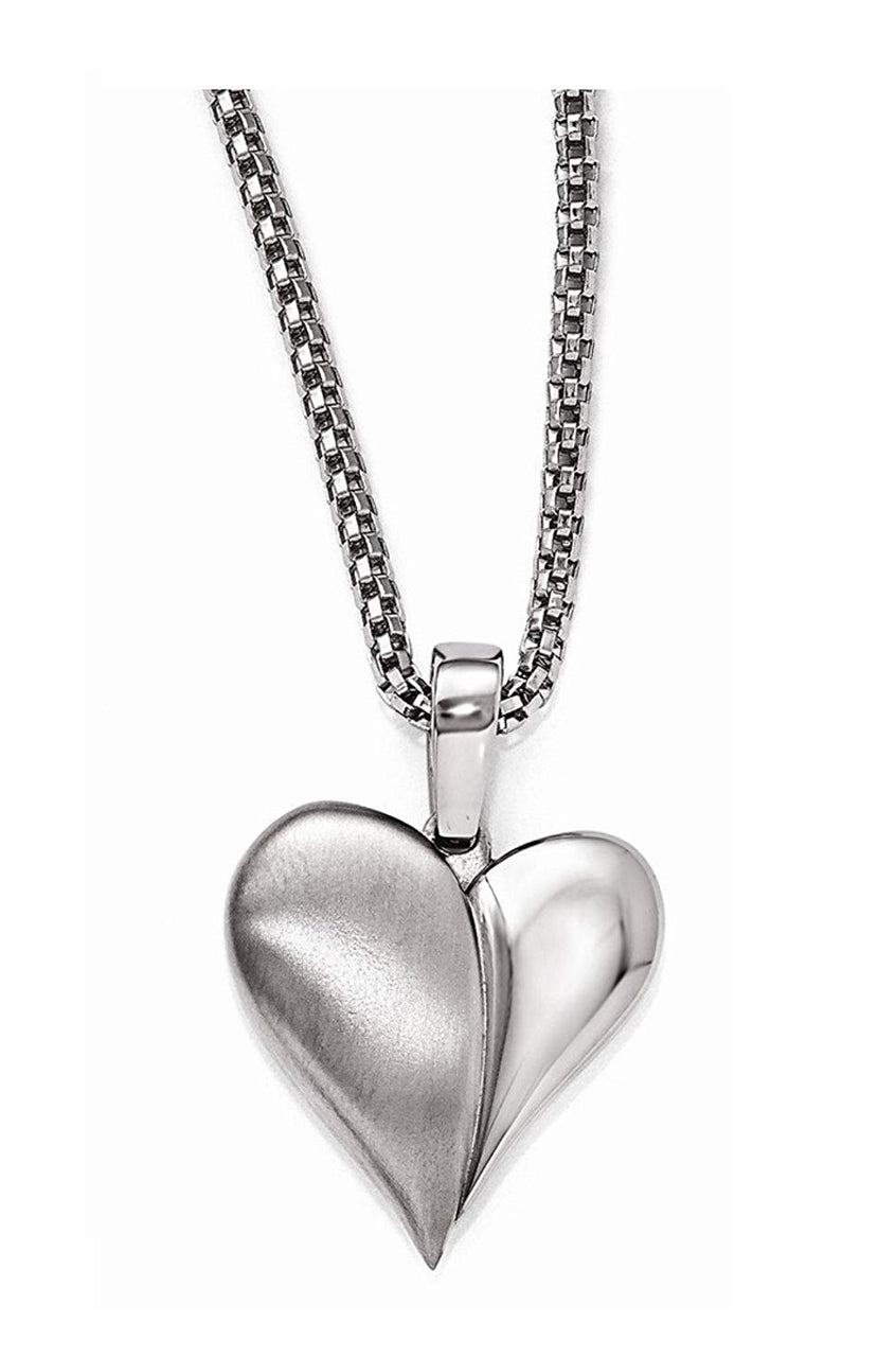 Edward Mirell Titanium Heart with Sterling Silver Pendant Necklace, 16"-18"