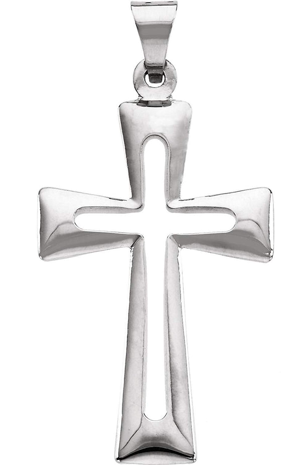 Cut-Out Cross Sterling Silver Pendant (27.50X18.00 MM)