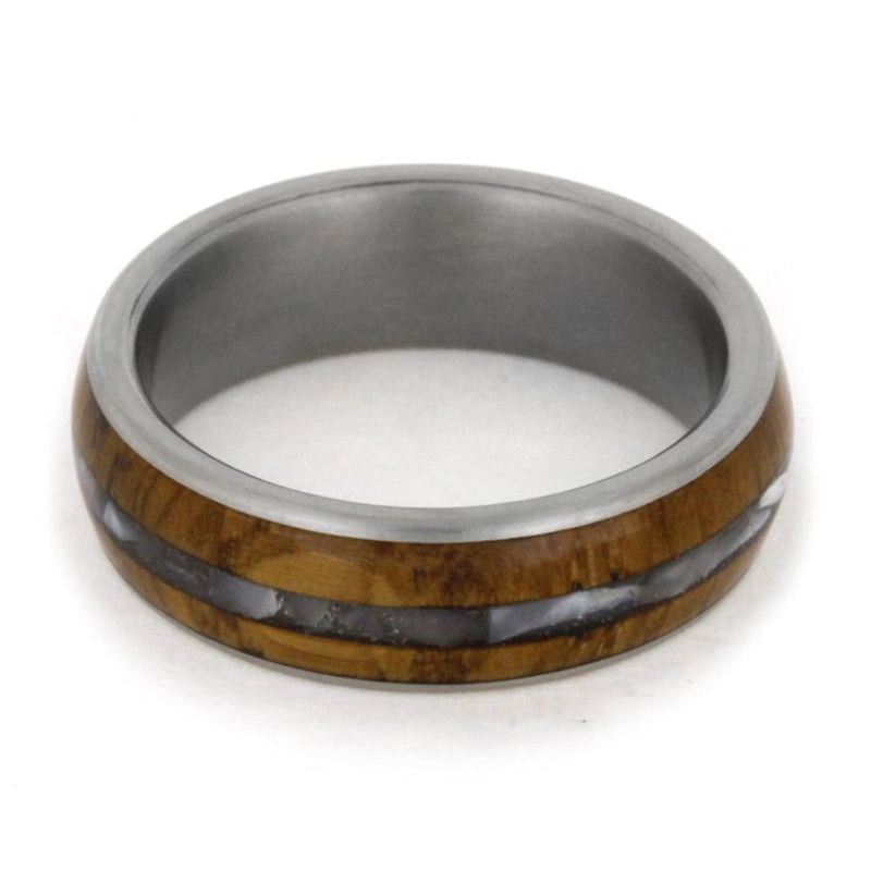 Mother of Pearl and Wood 6mm Comfort-Fit Matte Titanium Band