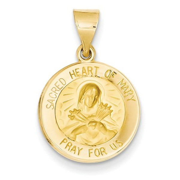 14k Yellow Gold Sacred Heart Of Mary Medal Pendant (17X15MM)