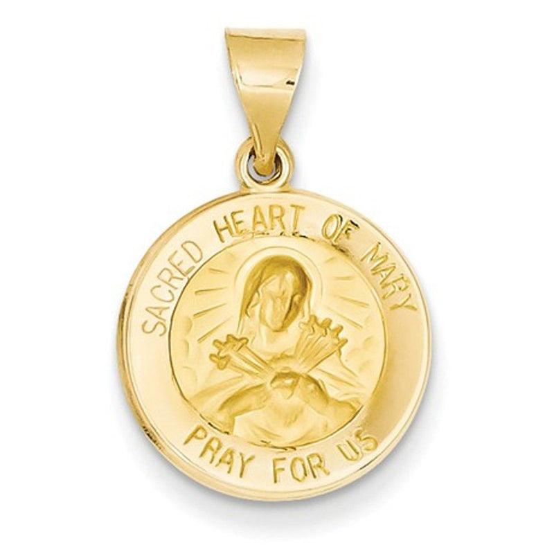 14k Yellow Gold Sacred Heart Of Mary Medal Pendant (17X15MM)