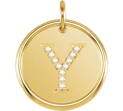 Diamond Initial "Y" Round Pendant, 18k Yellow Gold-Plated Sterling Silver (.05 Ctw, Color G-H, Clarity I1)