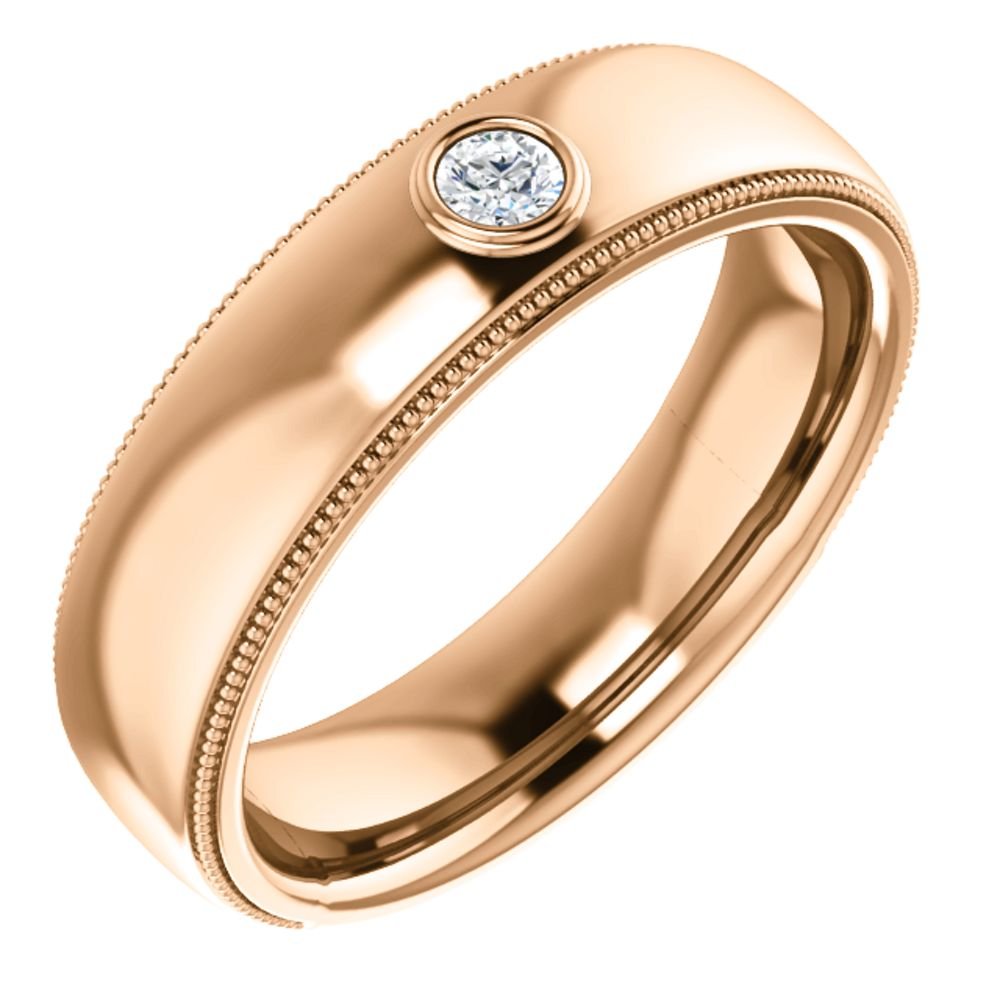 Men's 14k Rose Gold Diamond 6mm Milgrain Band (.06 Ctw, Color G-H, SI2-SI3 Clarity) Size 10