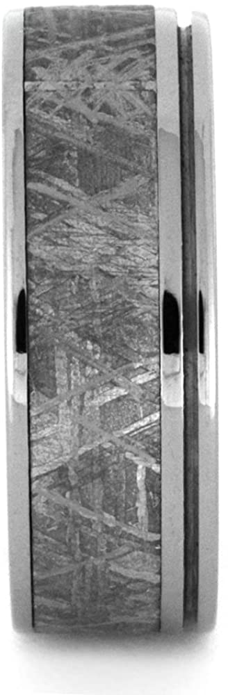 Gibeon Meteorite, Grooved Titanium Pinstripes 8mm Comfort-Fit Titanium Band, Size 14.75