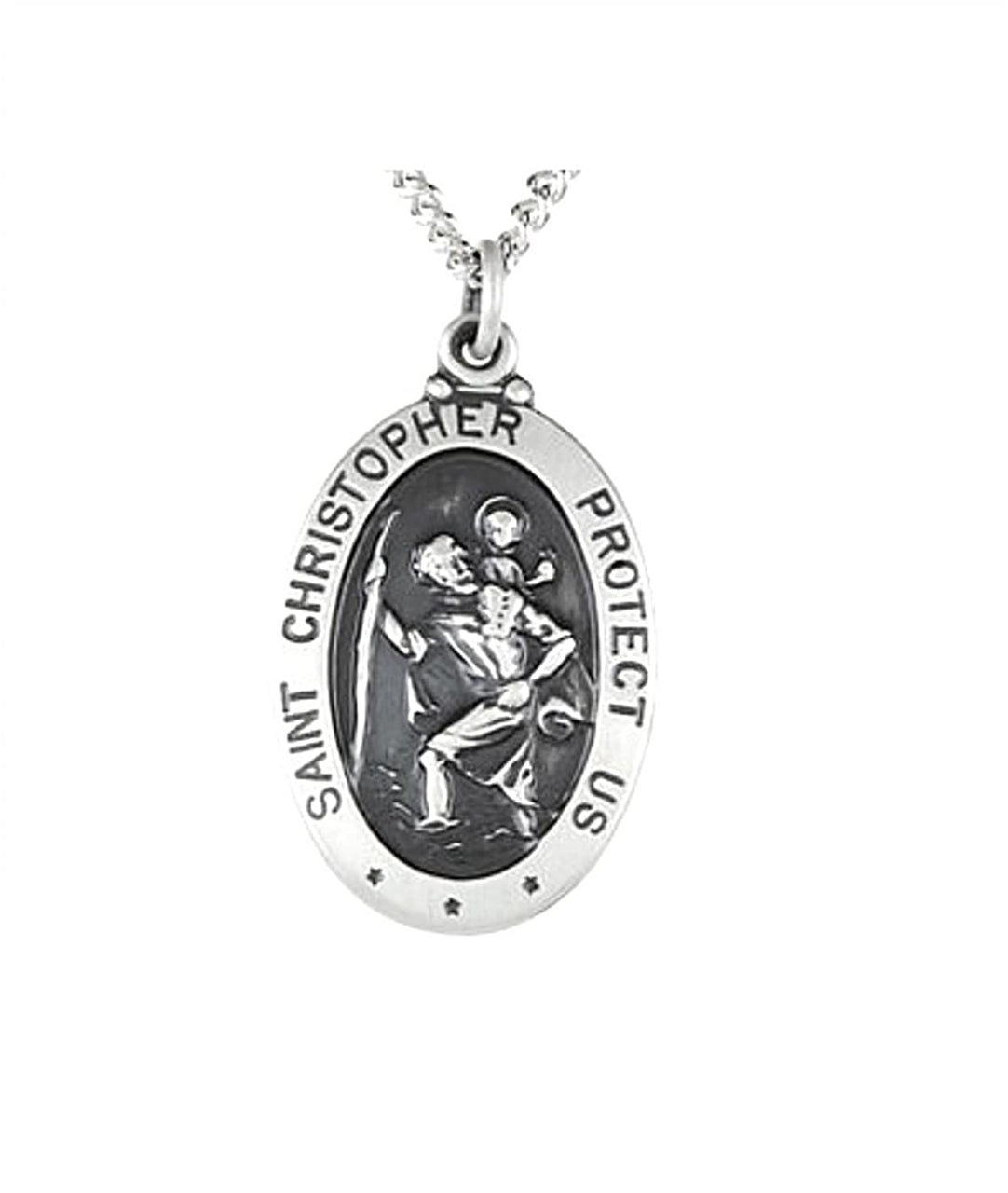 Sterling Silver Oval St. Christopher Medal (25x18 MM)