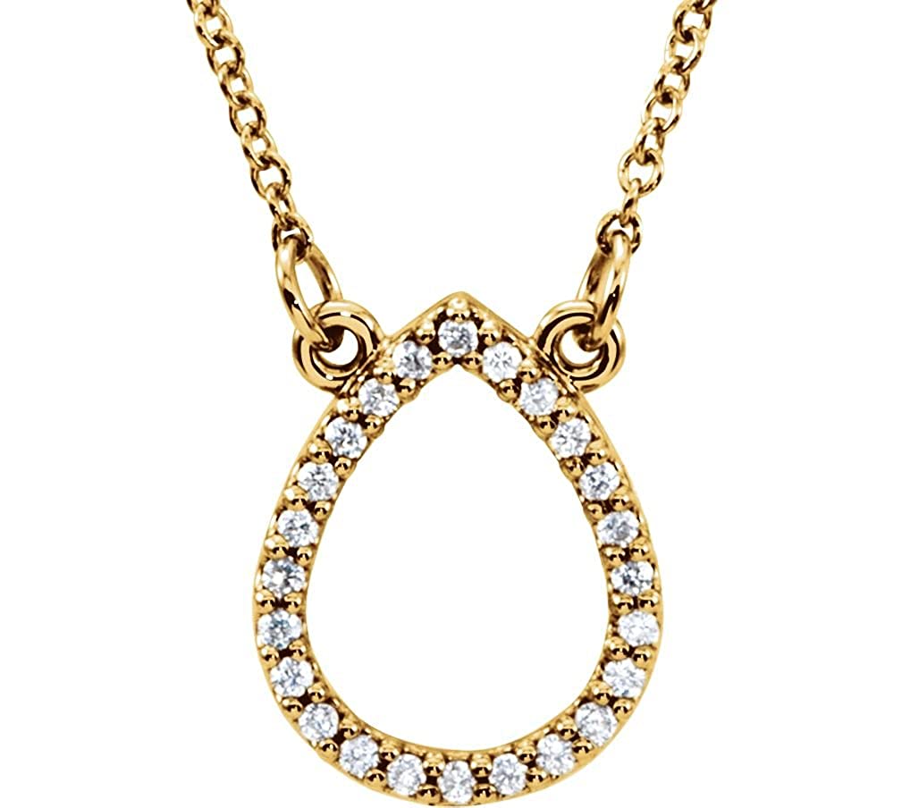 24-Stone Diamond Teardrop 14k Yellow Gold Pendant Necklace, 16" (0.125 Cttw)