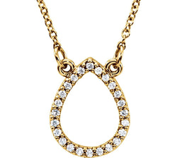 24-Stone Diamond Teardrop 14k Yellow Gold Pendant Necklace, 16" (0.125 Cttw)