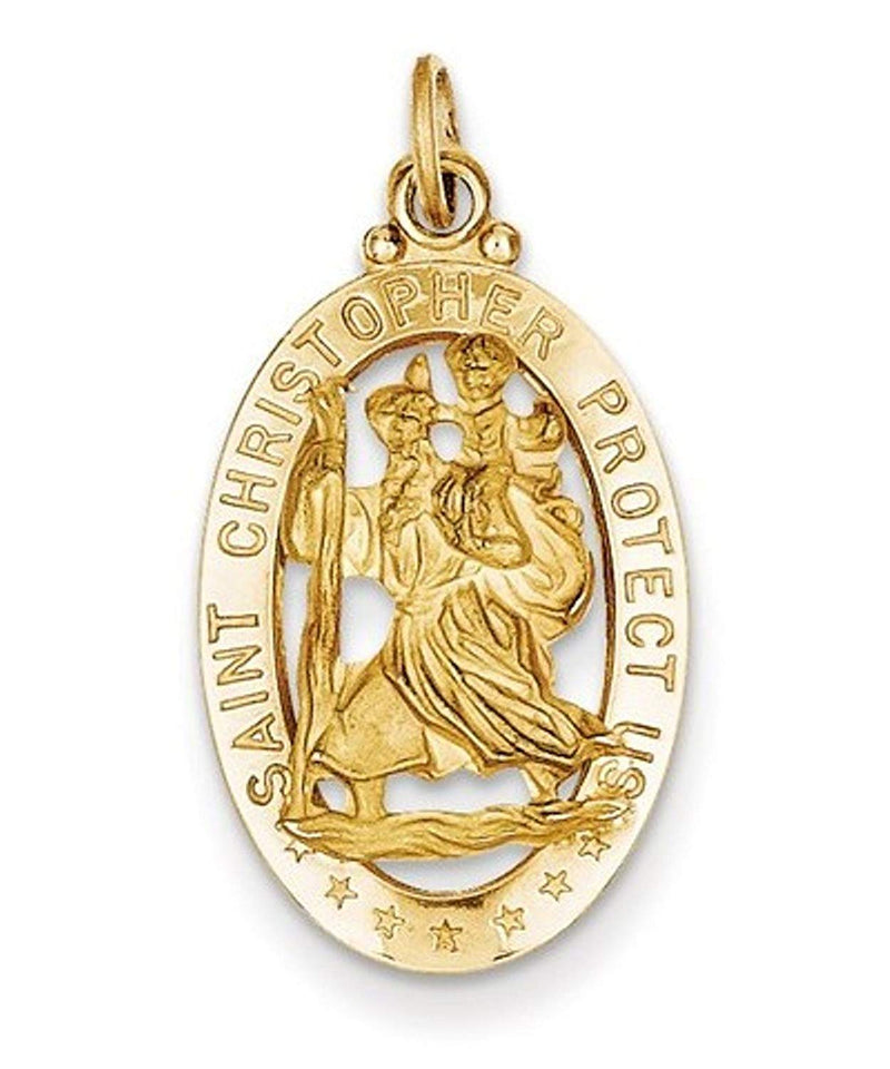 14k Yellow Gold Saint Christopher Medal Pendant (29X15MM)