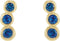 Blue Sapphire Three-Stone Ear Climbers, 14k Yellow Gold