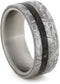 Gibeon Meteorite, Dinosaur Bone Overlay 8mm Comfort-Fit Matte Titanium Band, Size 8