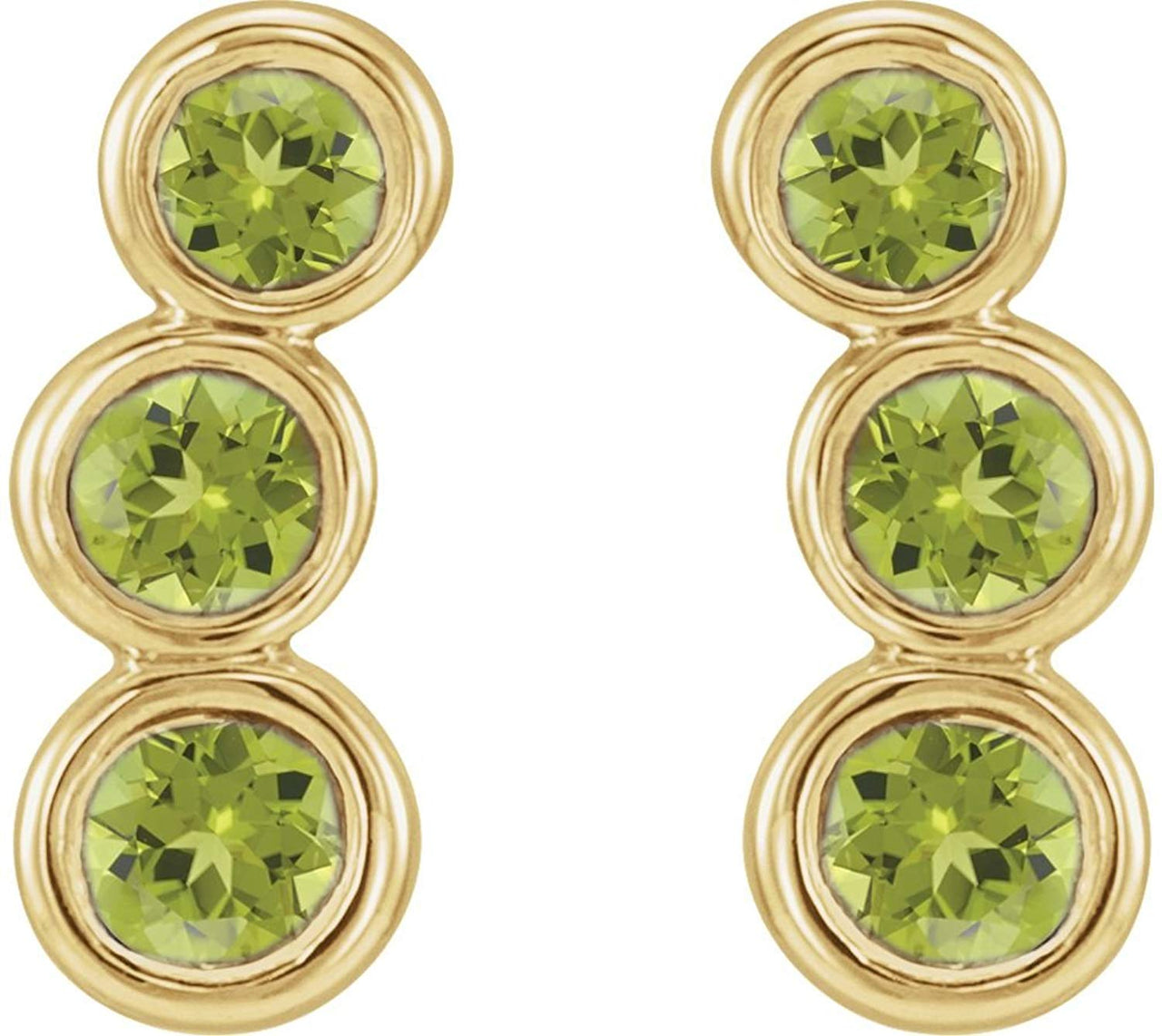 Peridot Three-Stone Ear Climbers, 14k Yellow Gold