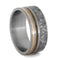 Gibeon Meteorite, Kauri Wood, 14k Rose Gold 9mm Comfort Fit Titanium Wedding Band, Size 14