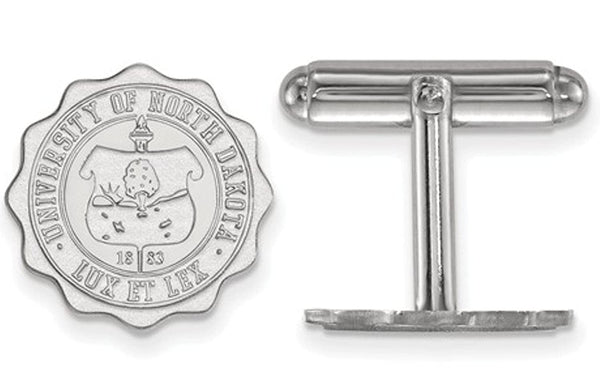 Rhodium-Plated Sterling Silver, University of North Dakota Crest, Cuff Links, 15MM