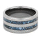 Turquoise Stripes 10mm Comfort-Fit Titanium Wedding Band