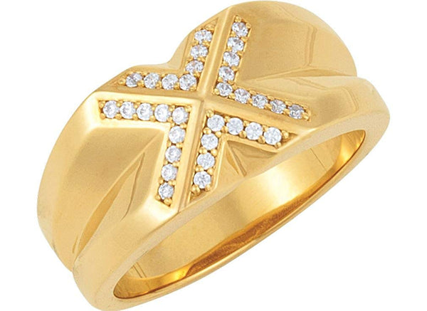 Men's Diamond 14k Yellow Gold Belcher Style Ring, Size 11 (.25 Cttw, GH Color, I1 Clarity)